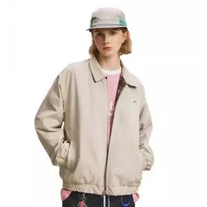 EAMT 캐주얼 커플 야구복 칼라 코트 양면 여성점퍼 체크 긴팔 봄가을 재킷 루즈핏 YJ3