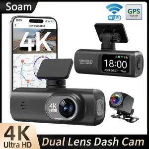 Soam Dash Cam 4K+1080P 듀얼 채널 대시 자동차 카메라 레코더 GPS WiFi DVR 24H 주차 모니터 블랙 박스