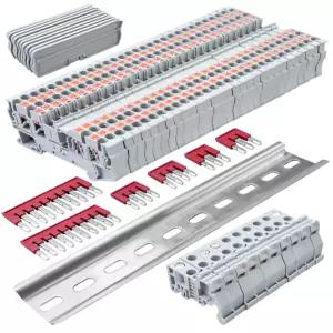 ST2-2.5/2x2 트윈 스프링 터미널 커넥터 DIN 레일 블록 10개의 커버가 있는 타입 PT 나사 없는 와이어 배선