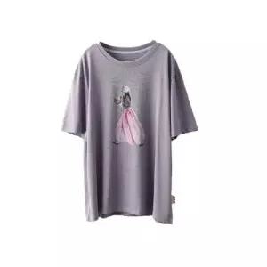 엘럽 여성용 면 여름 빈티지 캐주얼 프린트티 프린트 반팔 라운드 맨투맨 티셔츠 원템1