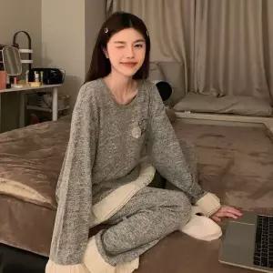 팽블몰 그레이 봄 가을 파자마 긴팔 긴바지 코튼 캐시미어 커플 잠옷세트 정장 HO1