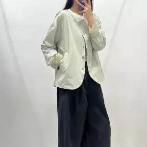 EAMT 여성용 빈티지 라운드 블레이저 코트 싱글 양면 체크 YJ1