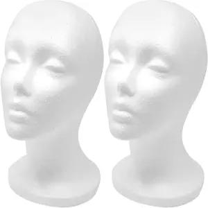 치베니도 스티로폼 가발 헤드 스타일 헤어 모자 및 헤어피스 가정용 마스크 살롱 여행용 2PCS 여성 폼