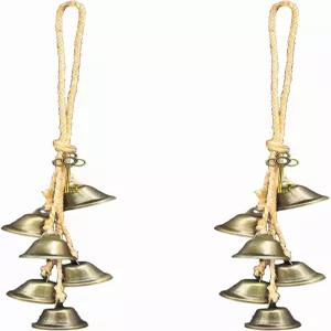 장식용 크리스마스 벨 매달린 밧줄이 달린 빈티지 가랜드 화환 문 홈 데코 트리키