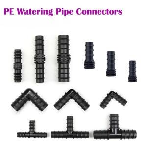 15mm 24mm PE 바브 엔드 커넥터 커플링 스트레이트 티 마이크로 드립 관개 튜브 수리 피팅 정원 관수용