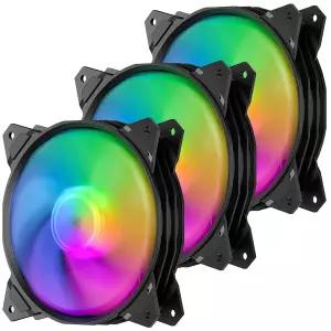 PC 케이스 CPU 쿨러 라디에이터 3팩용 롱라이프 120mm 3핀 고풍량 콰이어트 에디션 레인보우 LED