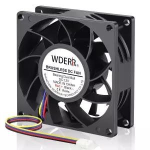 DIY 게이밍 CPU 채굴 장비 환기 배기를 위한 WDERAIR 80mm 25mm 컴퓨터 케이스 팬 12V 4핀 PWM 고 CFM 냉각