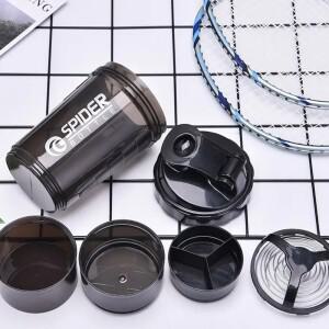 3층 셰이커 단백질 병 분말 쉐이크 컵 물병 플라스틱 혼합 바디 빌딩 운동