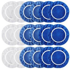 Dyrfolm 18개 연마 보닛 패드, 8-9인치 버퍼 보닛 왁스 보닛, 소프트 마이크로파이버 자동차 폴리셔 패드 보닛, 자동차 버퍼 보닛, 자동차 폴리셔용 버퍼 패드 커버, 3가지 색상