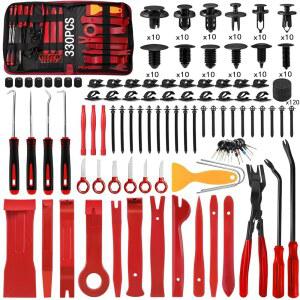 트림 제거 도구 키트 330Pcs 차량 프라이 세트 자동 클립 플라이어 패널 도어 라디오 대시 윈도우 범퍼 접착 케이블 리테이너 터미널 패스너 제거기