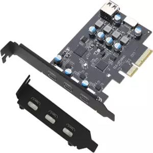PCIE to USB 3.2 확장 카드 gen2 10Gpbs C 3배 A 1배 타입 E 키 PCI 익스프레스 전면 패널 마운트 어댑터용