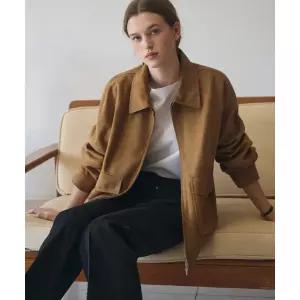 [매장정품] 드로우핏 우먼 리스트 오버핏 스웨이드 블루종