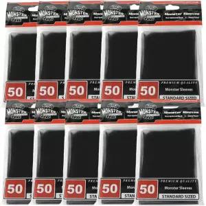 몬스터 프로텍터 TCG500pk용 표준 사이즈 슬리브 블랙 글로시 매직 더 개더링 유기오 포켓몬 및 기타