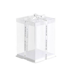 투명케이크상자 사각포장 사이즈선택 5개입 6인치 투명 커버 5세트 21 5x21 5x16cm 리본 단일 흰색