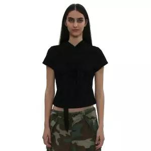 매장정품 PARTIMENTO 파르티멘토 WOMEN 타이업 후디 숏슬리브 티_블랙 PW-2598BK 1228395