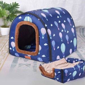 애완견 난방텐트 대형견 보온 극세사 45x37x32cm 고양이 바람막이 커튼