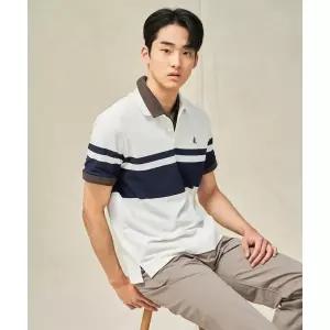 빈폴 BEANPOLE MEN 컬러블럭 칼라넥 반소매 티셔츠 라이트 그레이 BC5342C132 440815