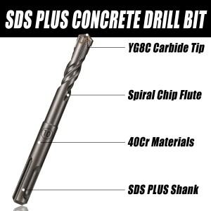 1Pc 콘크리트 SDS Plus 4-12mm 비트 크로스 커터 헤드 더블 오거 해머 110mm 벽 벽돌 블록 전기
