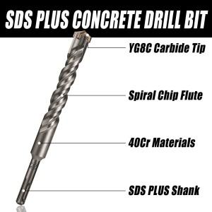 1Pc 콘크리트 SDS 플러스 5-25mm 비트 크로스 커터 헤드 더블 오거 해머 210mm 벽 벽돌 블록 전기