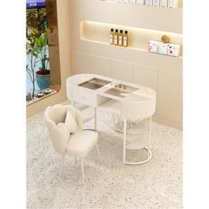 테이블 반원화이트80 걸상없는 풍네일테이블 공식 표준배치 가구 네일책상 골드 바람판