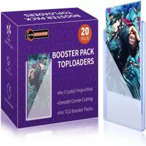 20팩 부스터 팩 프로텍터 카드 탑로더 슬리브 프리미엄 자외선 차단 하드 플라스틱 케이스 표준 크기 팩에