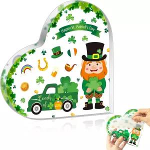 WATINC 아크릴 하트 테이블 센터피스 - 성 패트릭의 날 장식 샴록스 계층형 트레이 세인트 패티의 아일랜드
