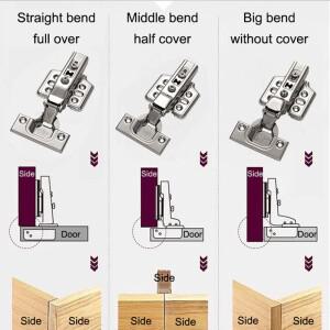 2/10피스 스테인리스 스틸 캐비닛 힌지 소프트 클로징 유압 도어 댐퍼 은폐형 (나사 포함)