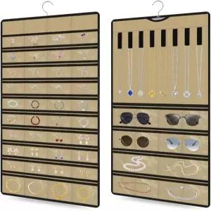 RTAYAGOOPA 걸이 주얼리 정리함 1팩 양면 멀티 포켓 48 + 귀걸이/목걸이/반지/팔찌 8개 튼튼한 후크가
