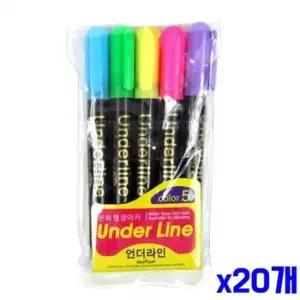 [문구/오피스] 언더라인 형광펜 5P세트 x20개