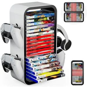 올니스 유니버설 게임 랙 19개의 4개의 컨트롤러 홀더 저장 PS5/PS4/Xbox One/360/시리즈 X/S/스위치 정리