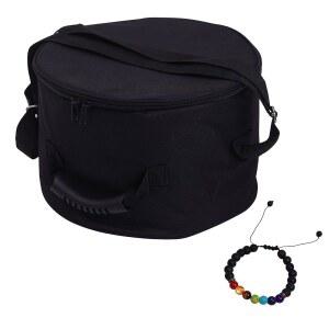 하이브피쉬 싱잉볼 캐리 케이스 - 12인치 블랙 패딩 가방, 사운드볼 캐리어 / 보관 및 운반용 크리스탈 볼 가방 조절 가능한 유니 차크라 팔찌 포함