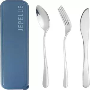 케이스 포함 여행 도구 도시락용 스테인리스 스틸 은식기 세트 휴대용 캠핑 커틀러 포크 숟가락 나이프