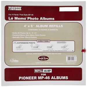 파이오니어 메모 포켓 앨범 리필 4인치 x 6인치 MP-46 앨범, 화이트
