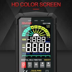 GVDA 차세대 600V 디지털 멀티미터 Ture RMS AC DC NCV 스마트 멀티메트로 테스터 옴 커패시턴스 Hz 전압