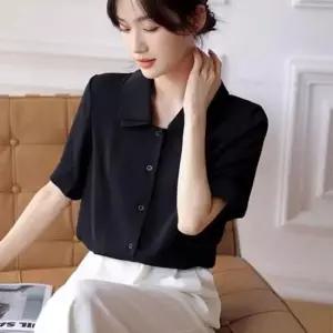 [옷은날개] 베이직 T153 이중카라 블라우스