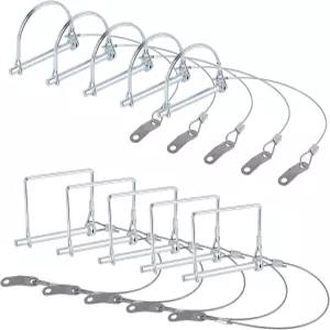 빠른 릴리스 링이 있는 트레일러 히치 커플러 핀 10개 1/4인치 x 2-3/4인치 잠금 세트 사각형 및 아치