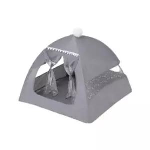 [반려] 강아지 원터치 하우스 핑크 그레이 1P 방석미포함