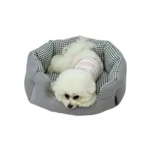 [반려] 강아지 팔각 체크 방석 소형 1P 고양이 소파 침대
