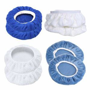 SafeCCTV 7인치 및 8인치 자동차 폴리셔 왁스 보닛 세트, 버퍼 보닛 소프트 마이크로파이버 연마 보닛 완충 패드, 울렌+코튼+마이크로파이버+코랄 플리스