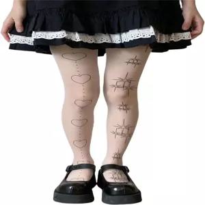 GSHOPVV 여성용 스타 러브 패턴 팬티스타킹 타이즈