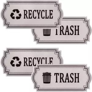 진전홍 4팩 재활용 및 쓰레기 데칼 로고 심볼 쓰레기통용 방수 비닐 쓰레기통 (회색)