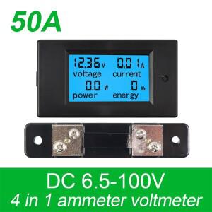 DC 6.5-100V 50A/100A LCD 디스플레이 디지털 전류 전압 전력 에너지 미터 멀티 (50A / 100A 션트 포함)