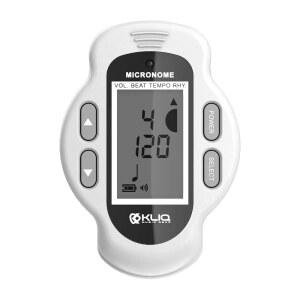 KLIQ MicroNome - 미니 충전식 디지털 메트로놈 스피커(디지털 볼륨, 비트 및 템포 조정), 피아노, 기타, 색소폰, 플루트, 바이올린, 드럼(화이트)과 함께 사용하도록 설계되었습니다