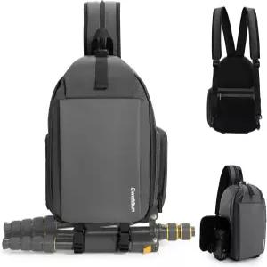 Cwatcun 카메라 가방 SLR DSLR 캔버스 슬링백 소형 컴팩트 숄더백 크로스바디 케이스 사진 지갑 캐논 니콘