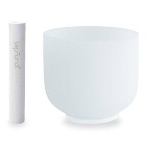 TOPFUND 8인치 F 노트 크리스탈 싱잉 볼 하트 차크라, 스웨이드 몰렛 포함