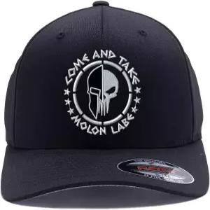 스파르탄 해골 전사 헬멧 몰론 랩/μ ο λ ω ν ε αβ 자수 플렉스 핏 야구 모자를 가져가세요
