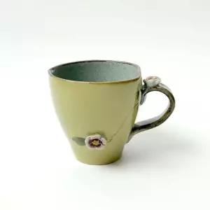 돌출꽃 노랑 머그컵 380ml 커피잔 찻잔 부부찻잔 커피잔세트