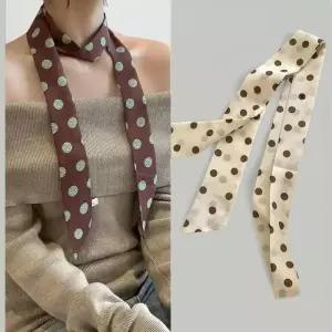 [신상오픈런]여성 도트무늬 슬림 롱 타이넥 스카프 (41564534)