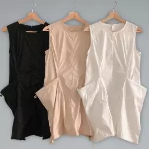 [신상오픈런]여성 투웨이 스트링 호박색 민소매 절개 포켓 미니 드레스 (38565046)