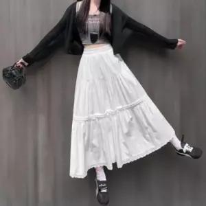 [신상오픈런]여성 러블리 화이트 레이스 롱 플레어 스커트 (40953349)